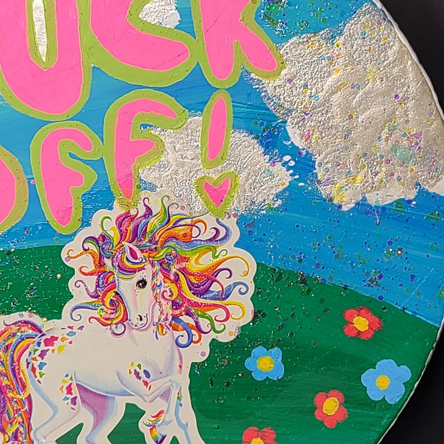 FUCK OFF! painting on upcycled candle cap product image (3)