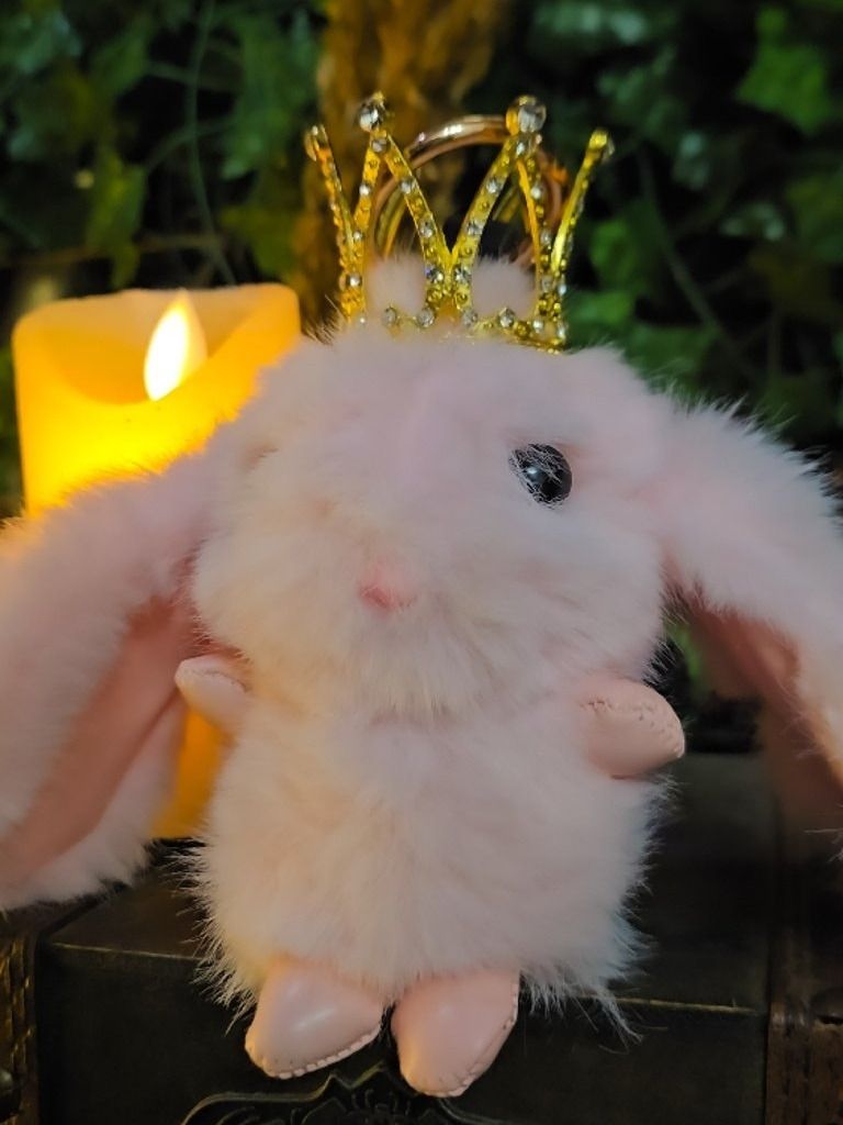 The Armored Kingdom Crowned Baby Pink Snugglehop Bunny Keychain product image (2)