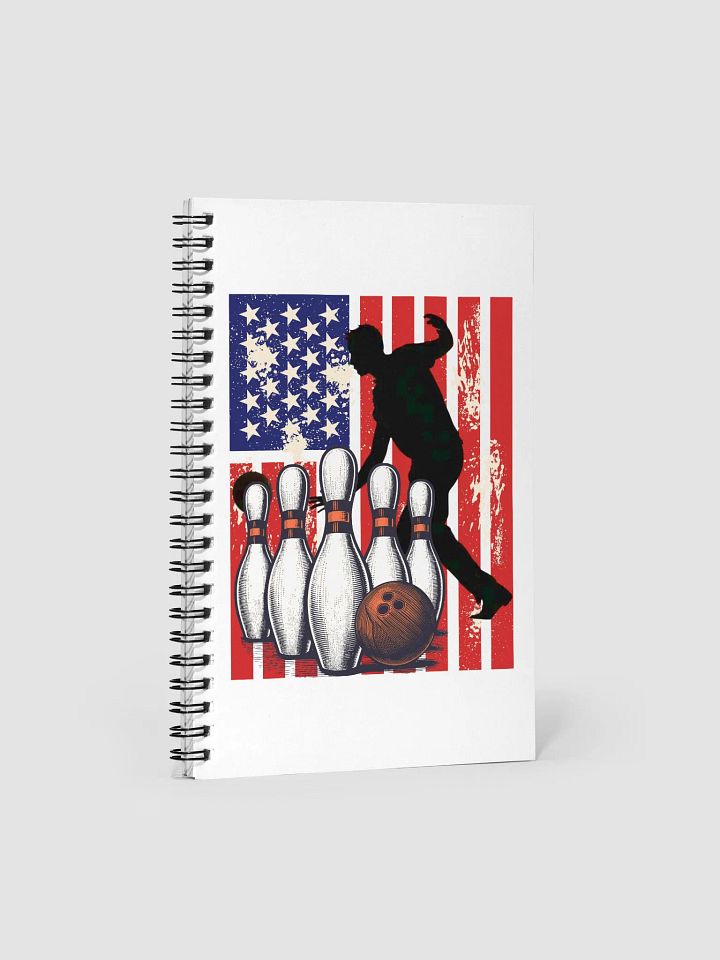 Flag American Bowling Strike! Silhouette Spiral Notebook product image (1)