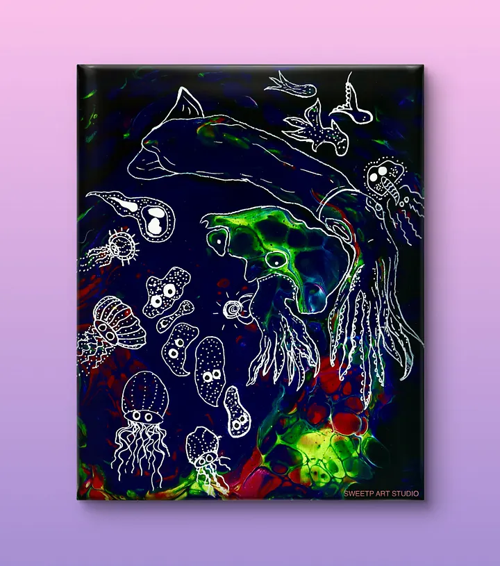Orb of Sea Creatures | Original Canvas Painting product image (1)
