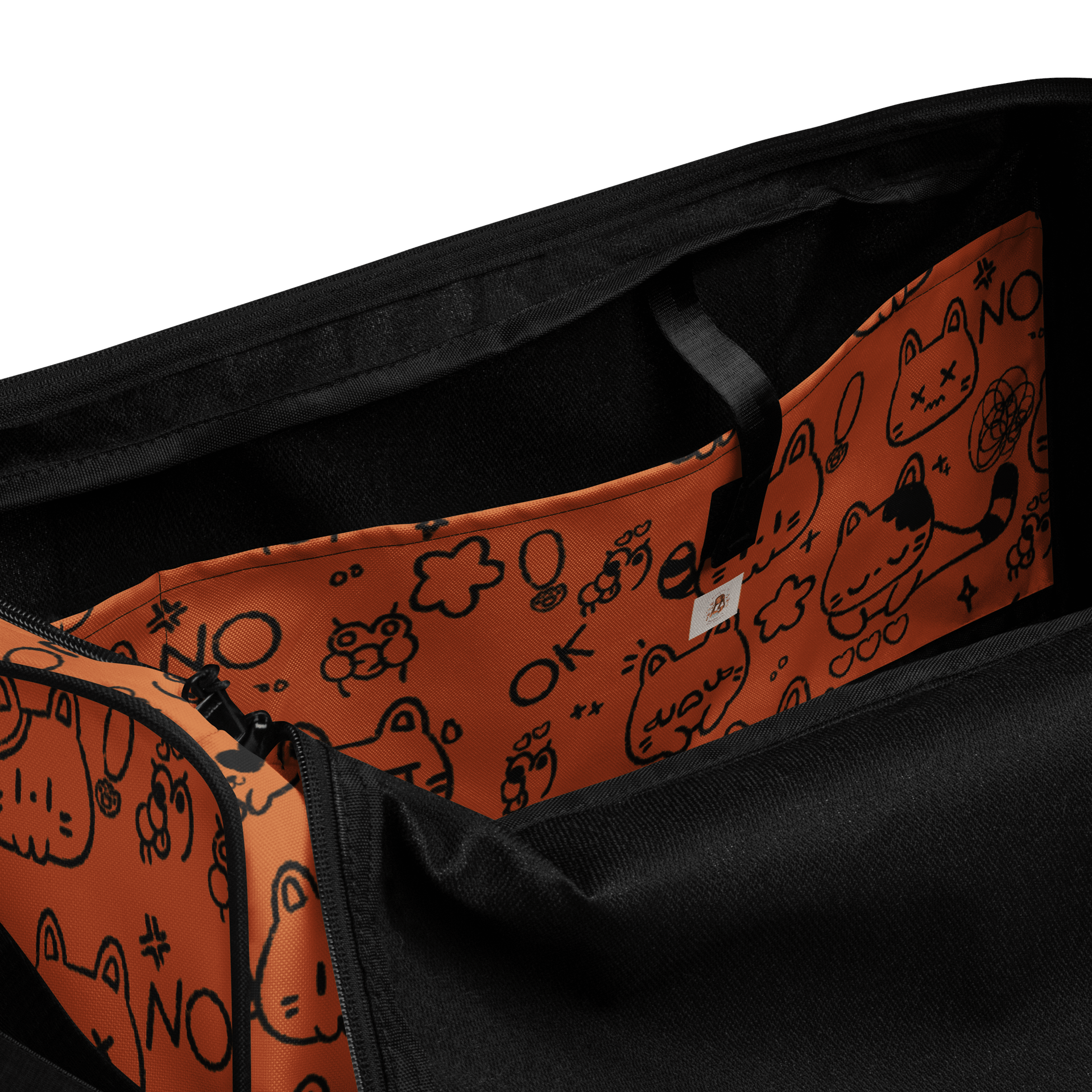 Cute Cat Doodles - Orange Duffle Bag product image (7)
