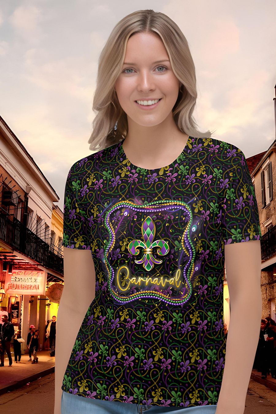 Mardi Gra All Over Print T-shirt product image (1)