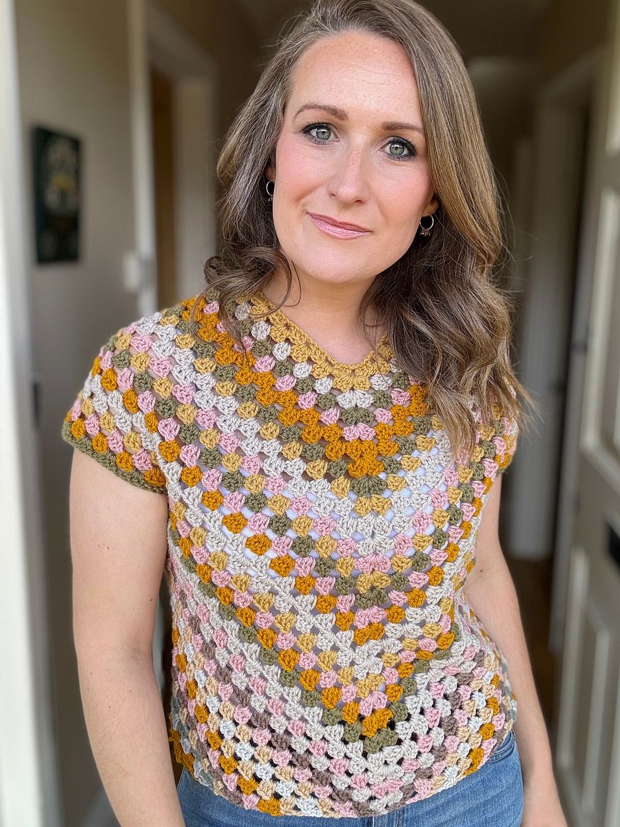 Top Down Crochet Granny Stitch Sweater Pattern Adult Sizes product image (7)