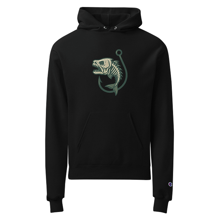 Champion Fishing Hoodie Skeleton Fish Hook Graphic Outdoor Angler Streetwear product image (1)