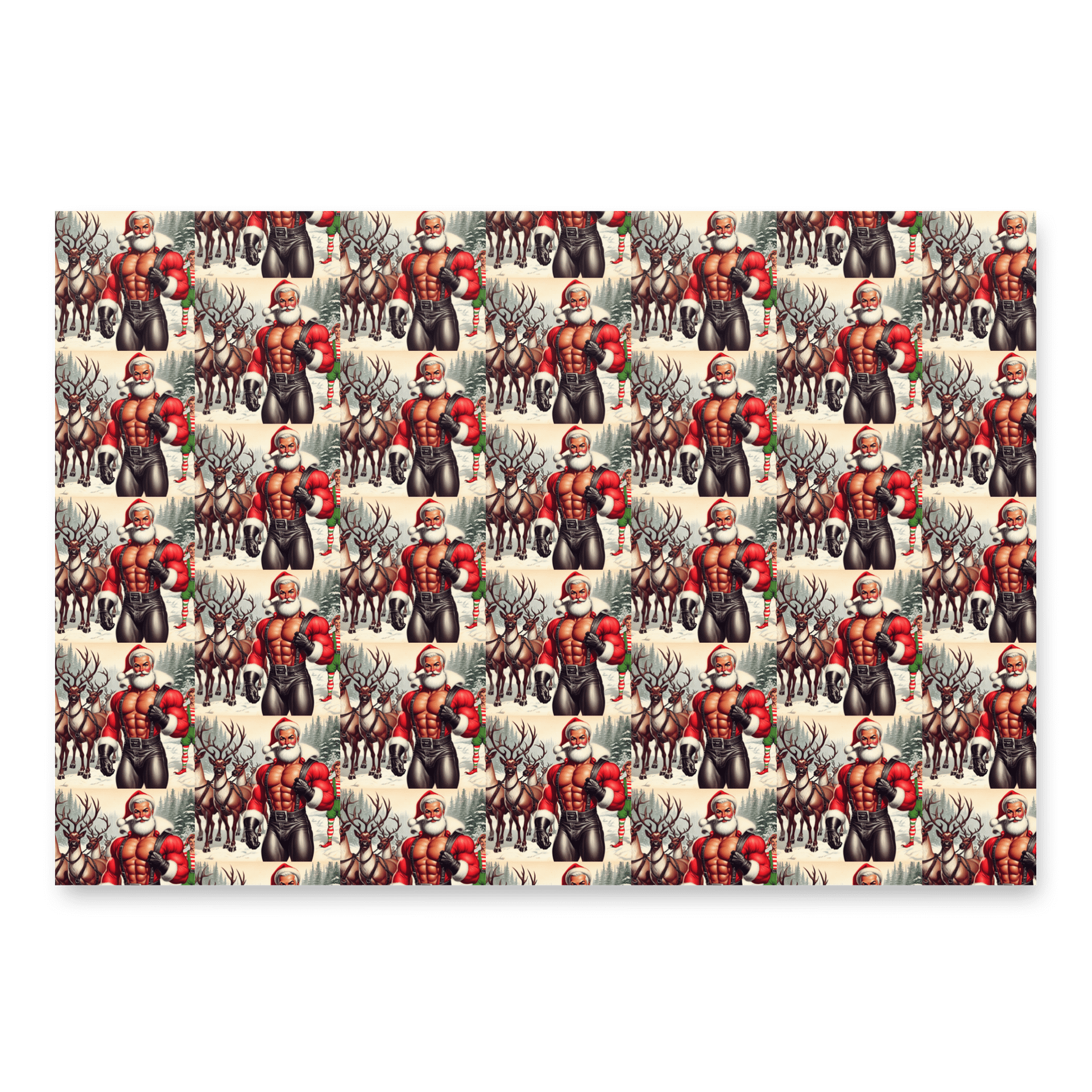 Camp Christmas Gay Leather Christmas Wrapping Paper Set of 3 Sheets! product image (5)