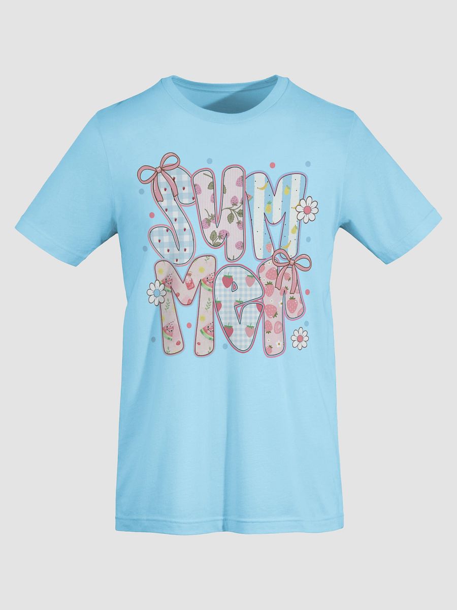 Whimsical Summer Fruit Letters T-Shirt | Cute Watermelon & Strawberry Summer Tee product image (33)