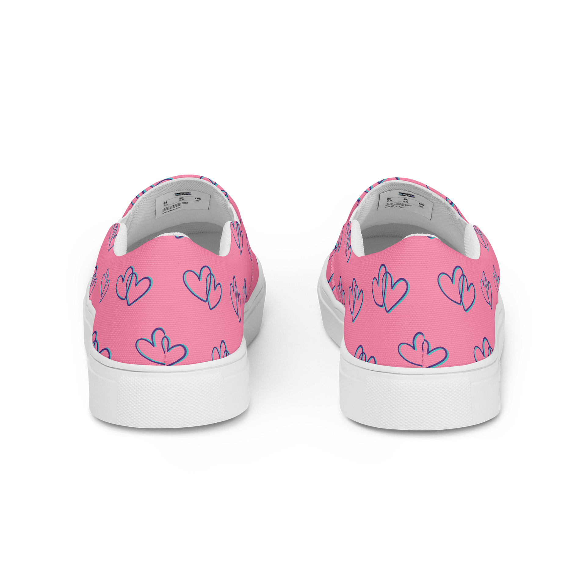 Pink Heart Women's Canvas Slip-On Shoes product image (4)