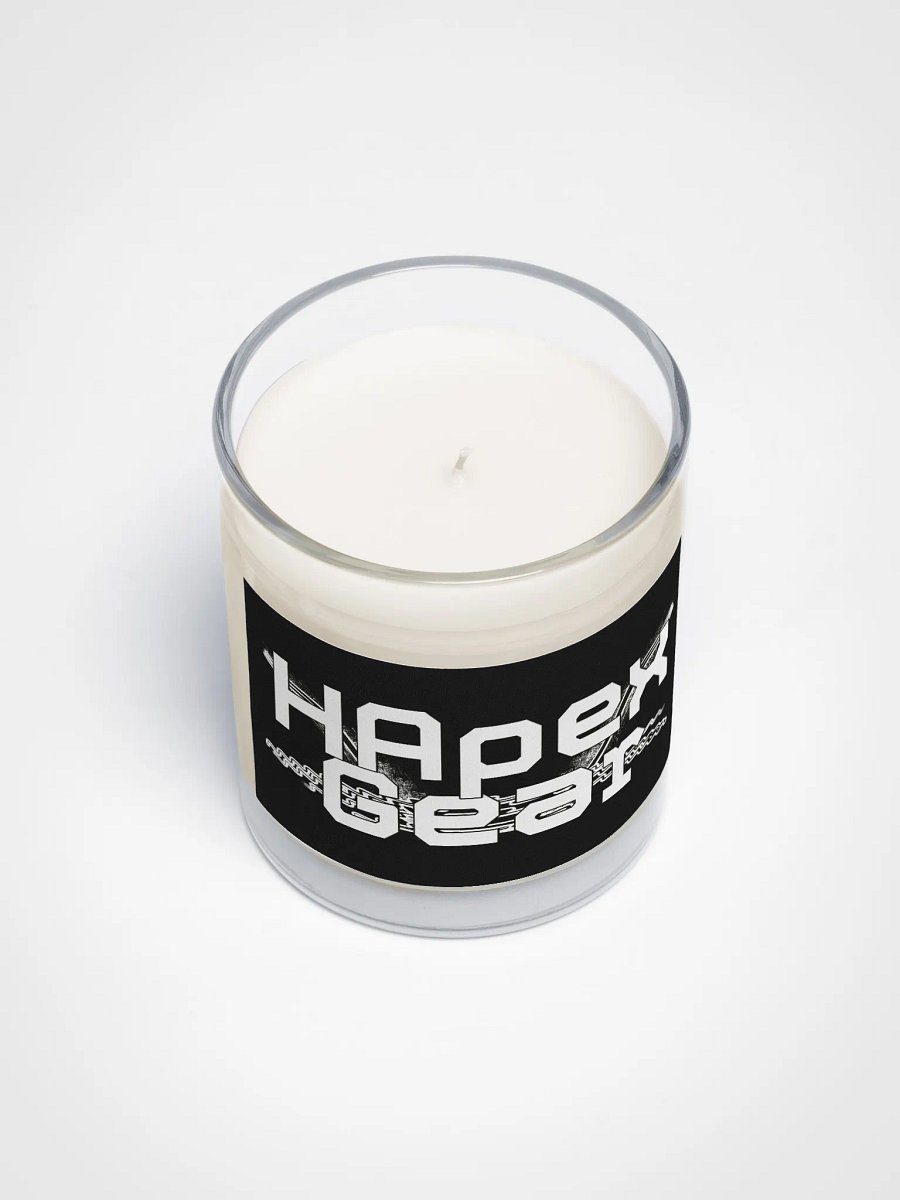 Soy Wax Candle In A Clear Glass Jar - White HApex Gear Black Logo product image (3)