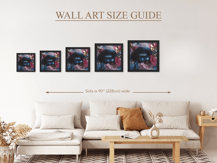 Velvet Bloom: Bold Lips & Floral Fantasy Wall Art Print product image (4)