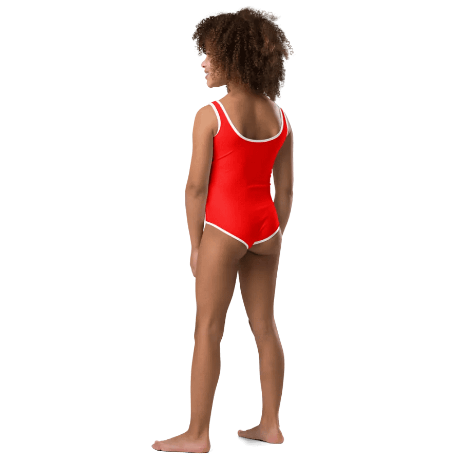 Kids Plain Color Red Swimsuit product image (3)