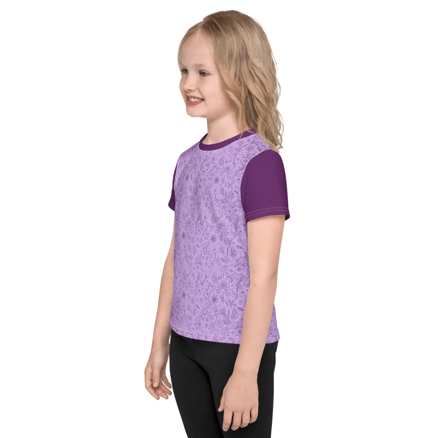 Light Purple Lilac Floral Kid's Crew neck T-shirt product image (7)
