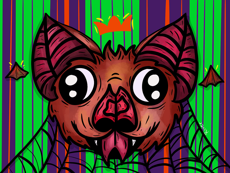 Tobias the bat digital print in full color product image (1)