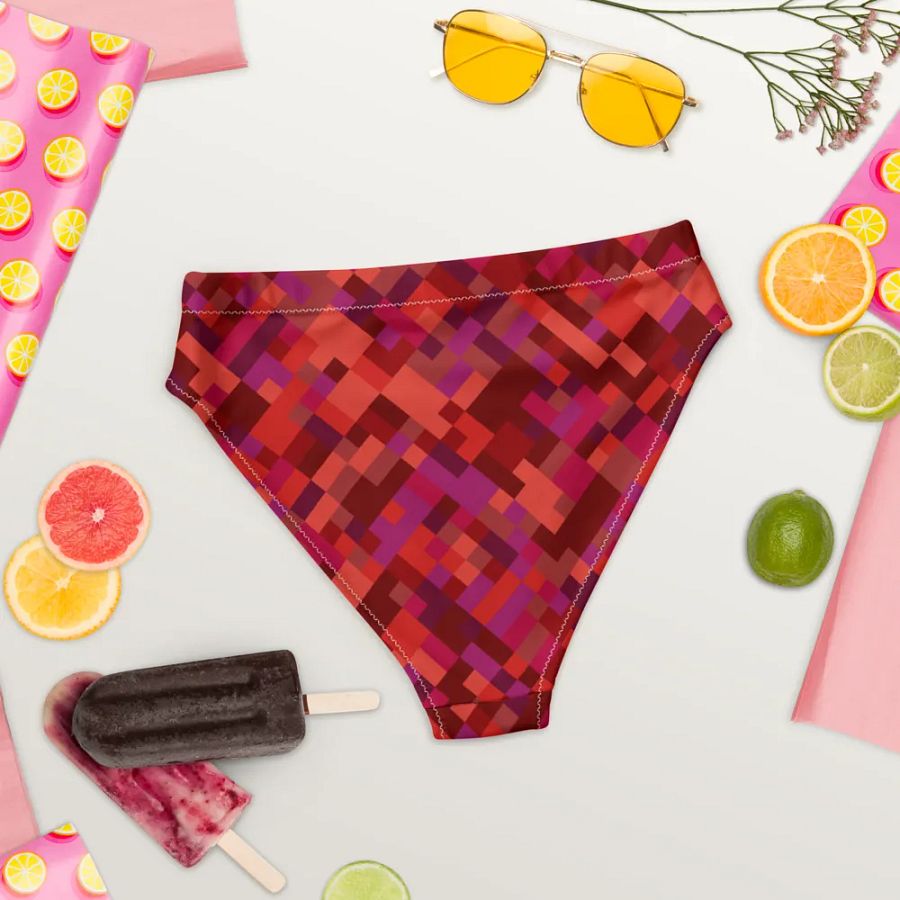 Colorful Mosaic Pattern Design High Waisted Bikini Bottom - v3 product image (4)