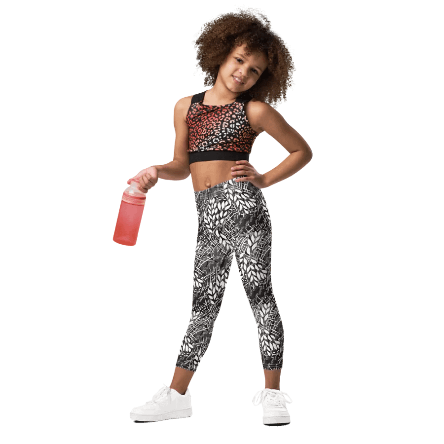 JoBeths' Signature Kids Leggings 👖White Leaves 🍃 Design product image (4)