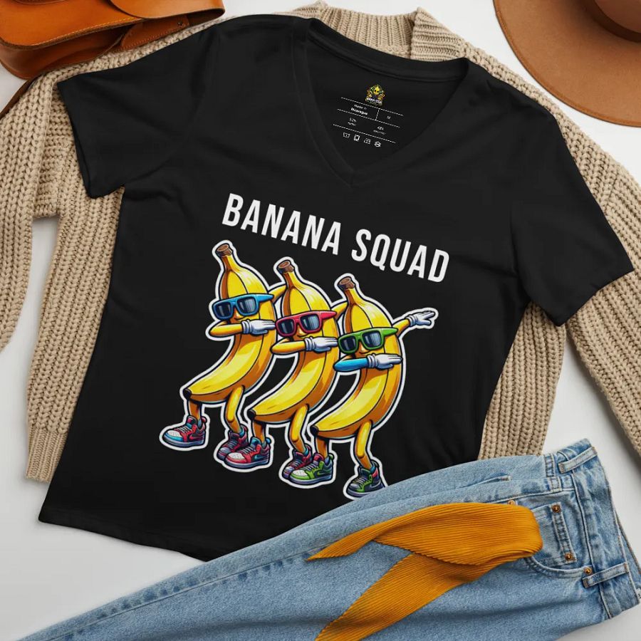 Dabbing Bananas Women's Relaxed V-Neck T-Shirt product image (7)