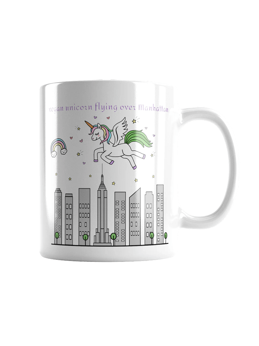 “Vegan Unicorn Flying Over Manhattan” Coffee or Tea Mug product image (1)