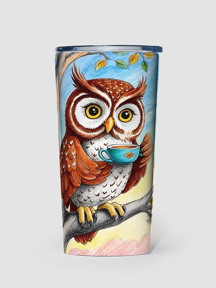Morning Coffee Owl 20oz Stainless Steel Tumbler product image (1)