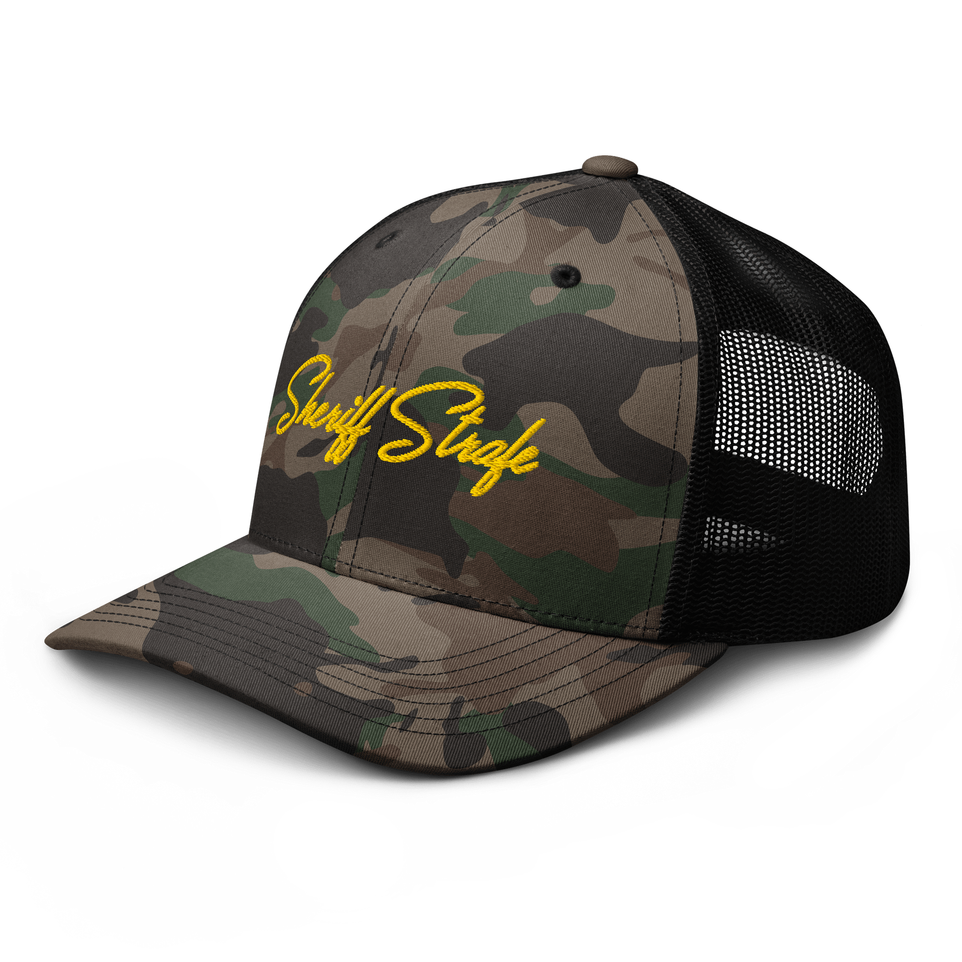 Sheriff Name Embroidered Otto Cap Camouflage Trucker Hat product image (4)