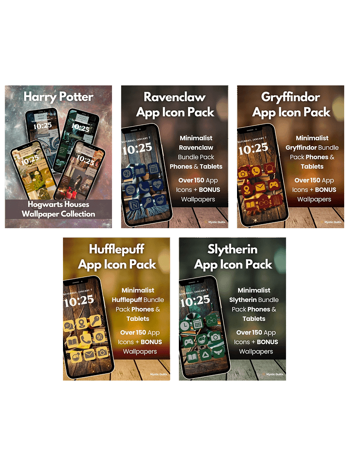 Magical School Houses Aesthetic Bundle – 4 Icon Packs + All Wallpapers, iOS & Android App Icons & Phone Backgrounds product image (1)