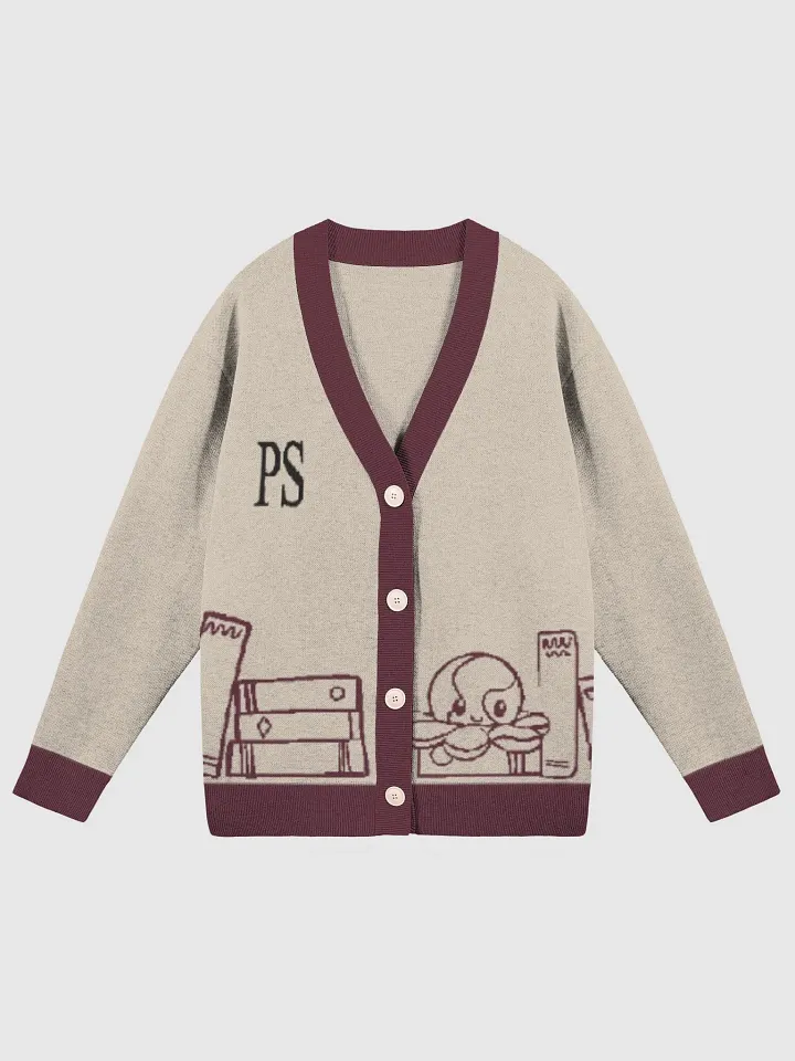Squiddleton Cardigan - Taupe With Bergundy Print product image (1)