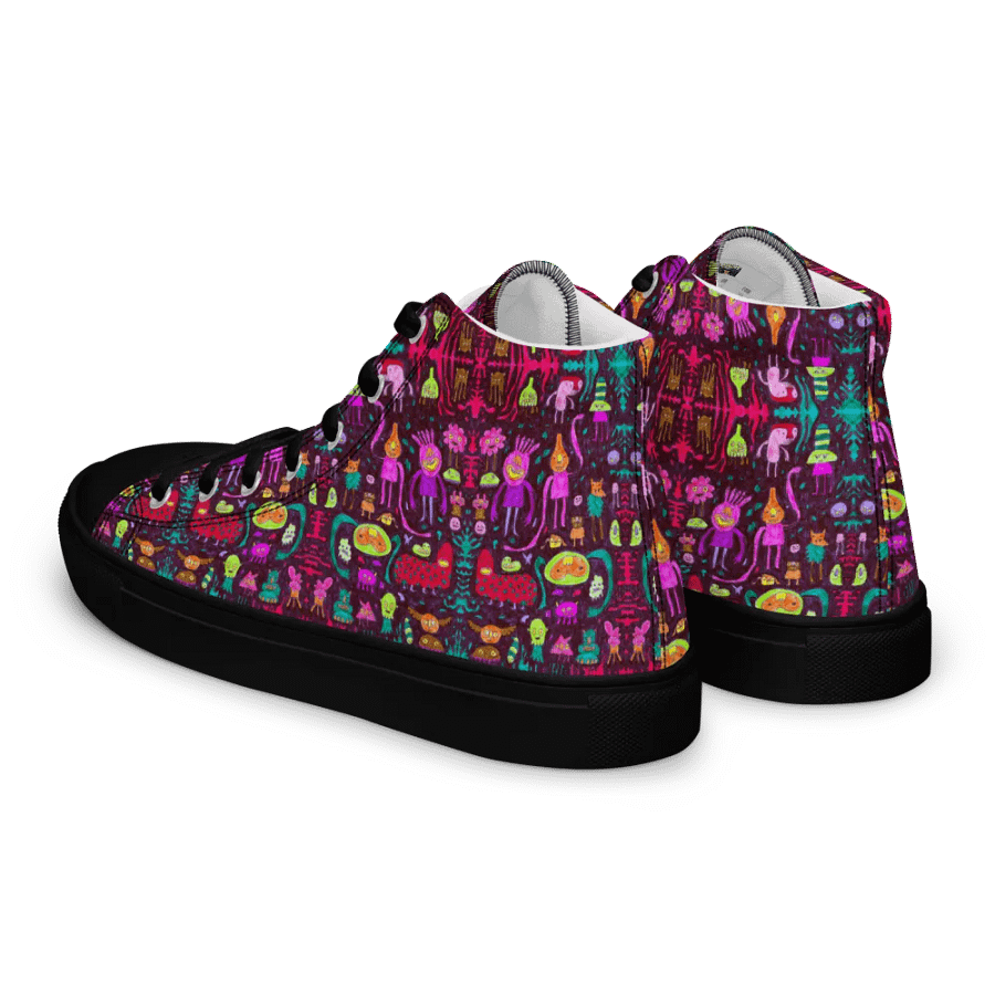 Abstract Darker Doodle Creatures Ladies High Top Canvas Shoes product image (10)