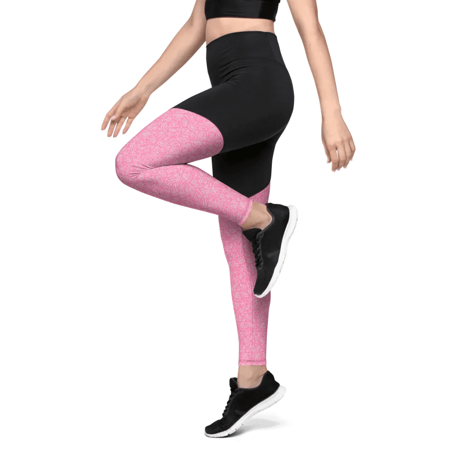 Pink All-Over Print Sports Leggings product image (9)