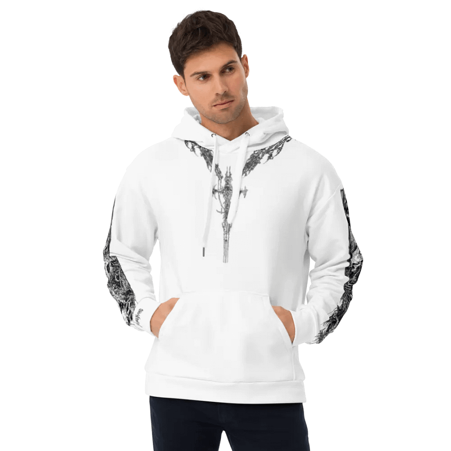 White Crusifix Chain Hoodie product image (10)
