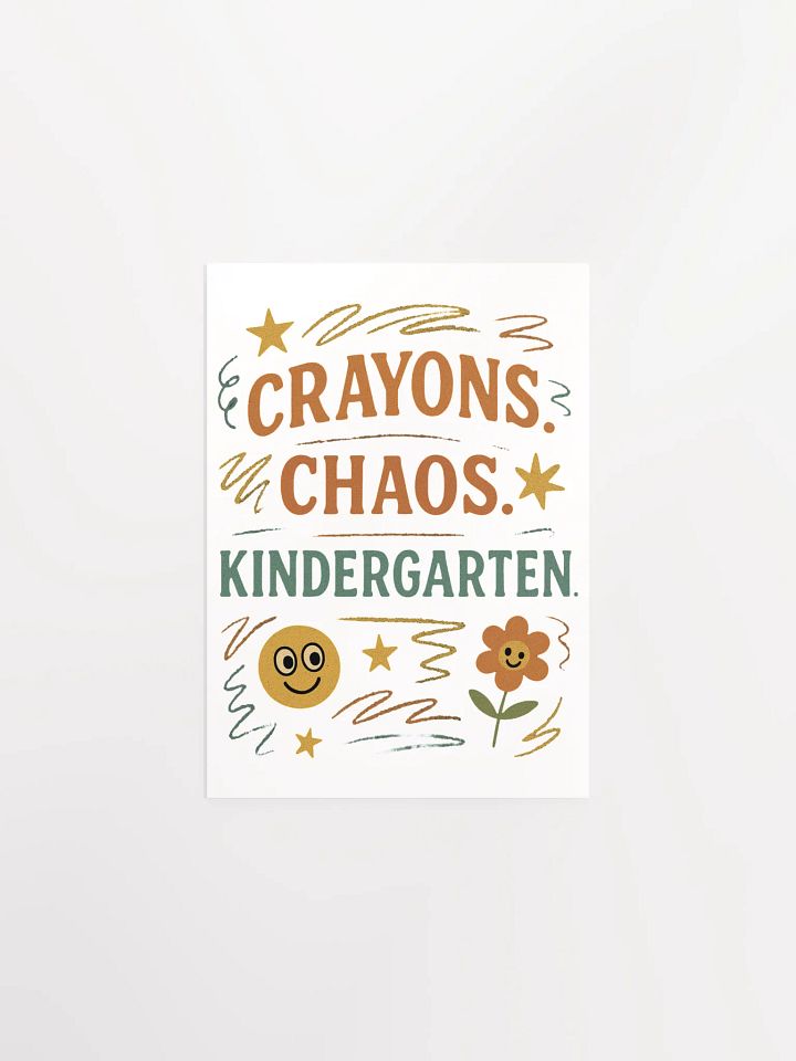Crayons. Chaos. Kindergarten. Poster – Funny Retro Classroom Wall Art product image (1)