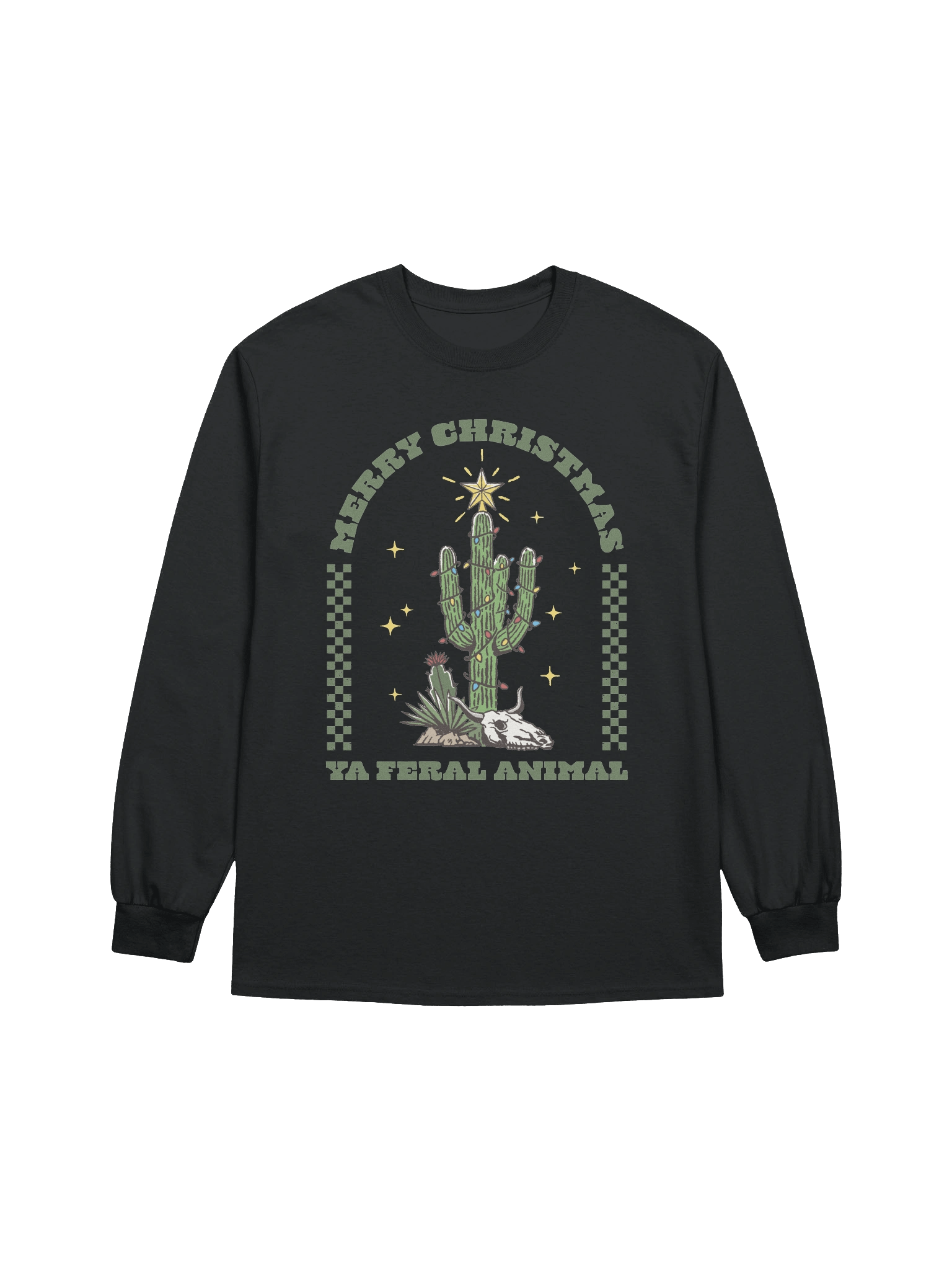 merry christmas ya feral animal printed long sleeve product image (2)