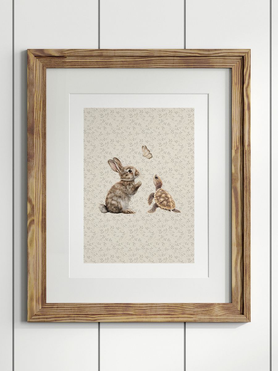 Boho Bunny and Turtle Nursery Print product image (1)