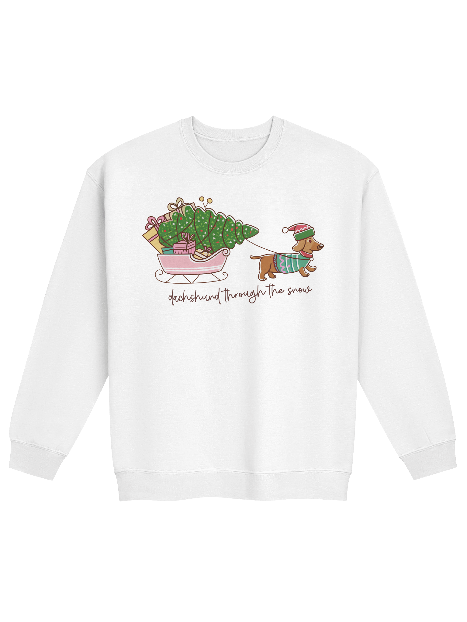 Dachshund Through the Snow Sweatshirt – Cute Holiday Sleigh Wiener Dog product image (33)