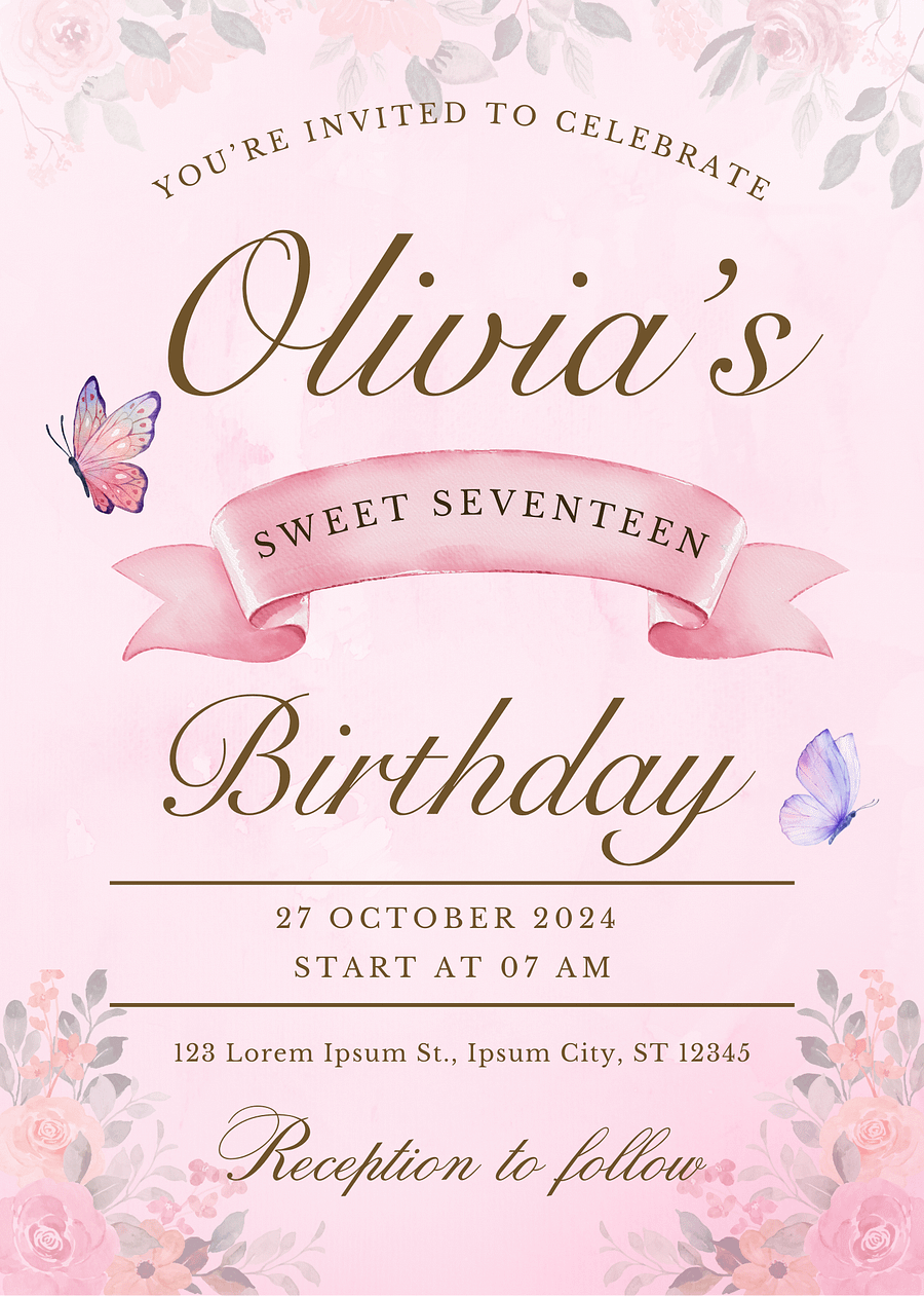 Pink Birthday Invitation Templates Canva product image (1)
