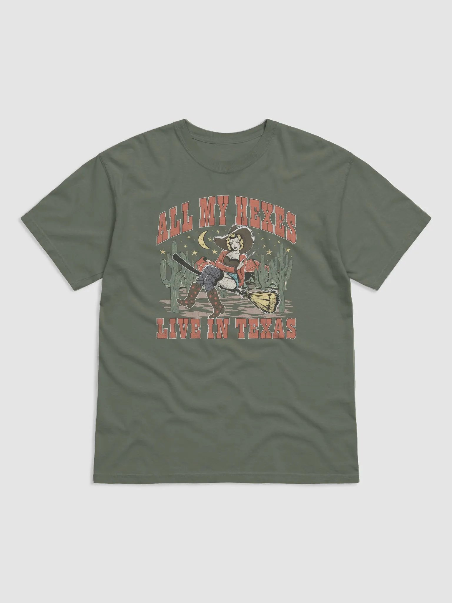 All My Hexes Live in Texas Cowboy Witch T-Shirt | Funny Western-Themed Fall and Halloween T-Shirt Design product image (18)