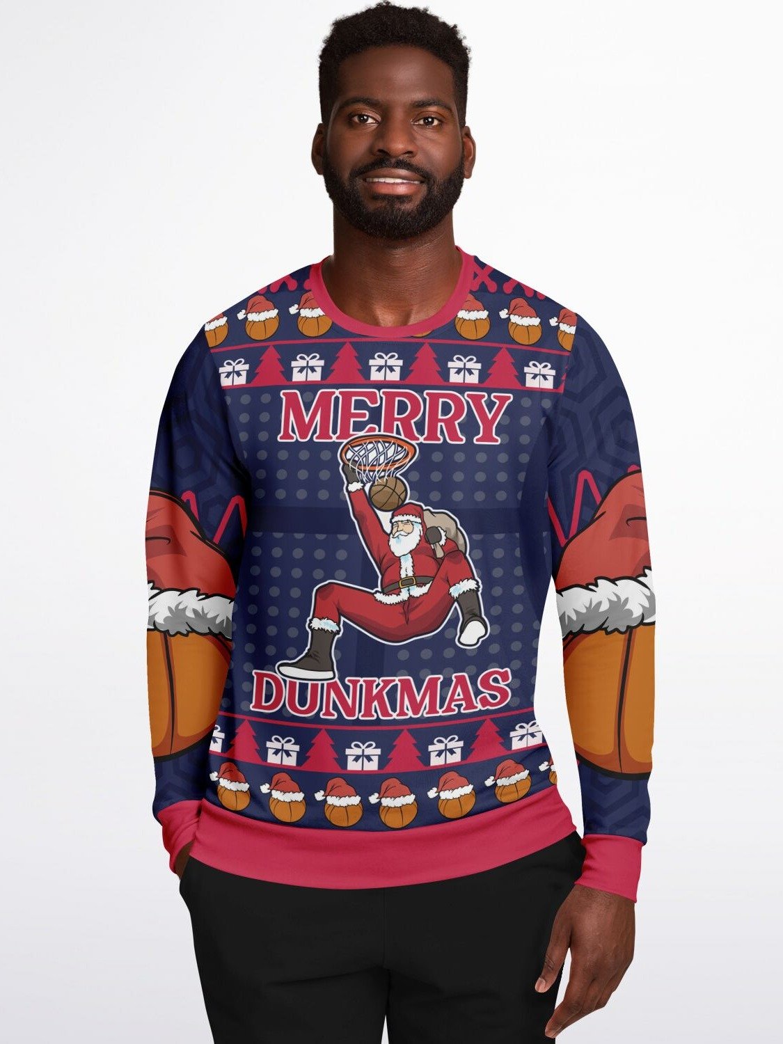 "Merry Dunkmas" Basketball Christmas Sweater | Santa Slam Dunk Holiday Sweatshirt | Sports Christmas Party Outfit product image (1)