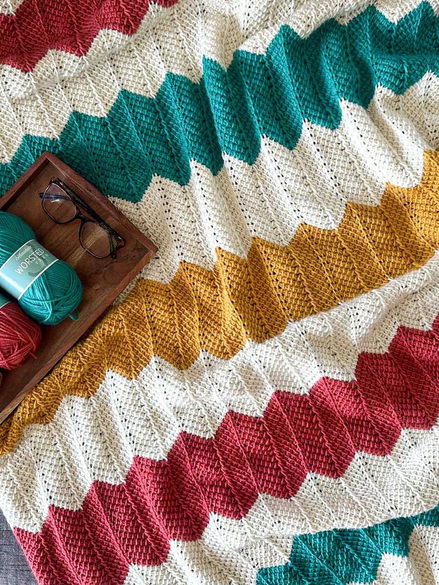 Simple Tunisian Chevron Throw Pattern product image (4)