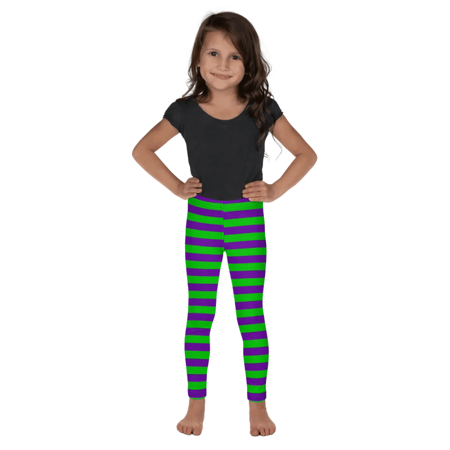 Striped Purple and Green Kids Leggings product image (4)