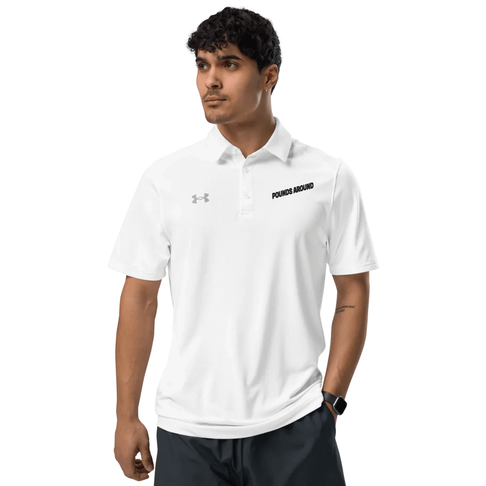 POUNDS AROUND WHITE AND BLACK UNDER ARMOUR POLO SHIRT product image (10)