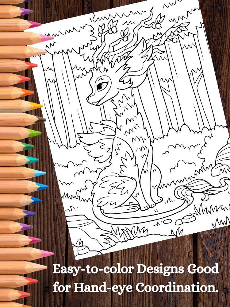 Fantasy Forest Creatures Printable Coloring Pages for Kids product image (6)