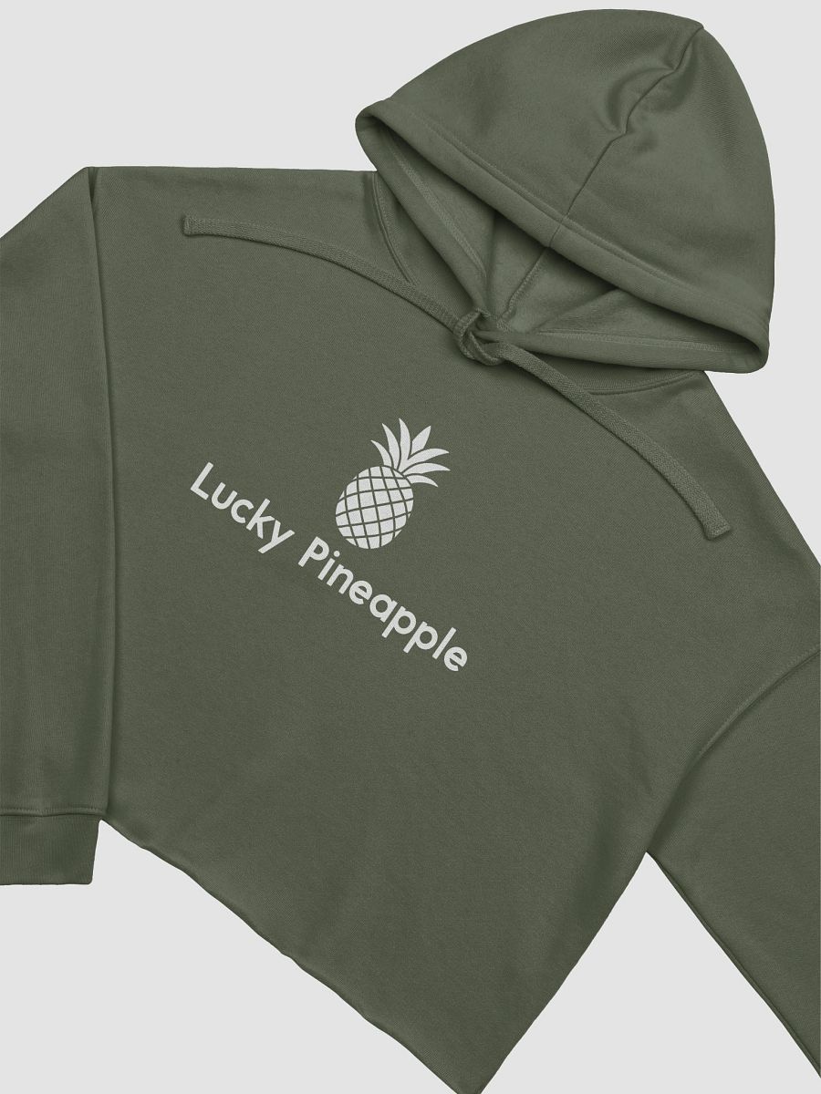 Lucky Pineapple Films Logo Khaki Green Women's Fleece Cropped Hoodie product image (3)