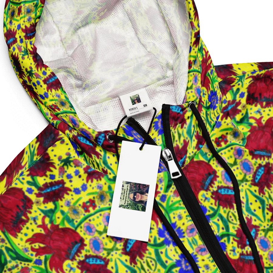 Abstract Red Flowers Ladies Cropped Windbreaker product image (10)