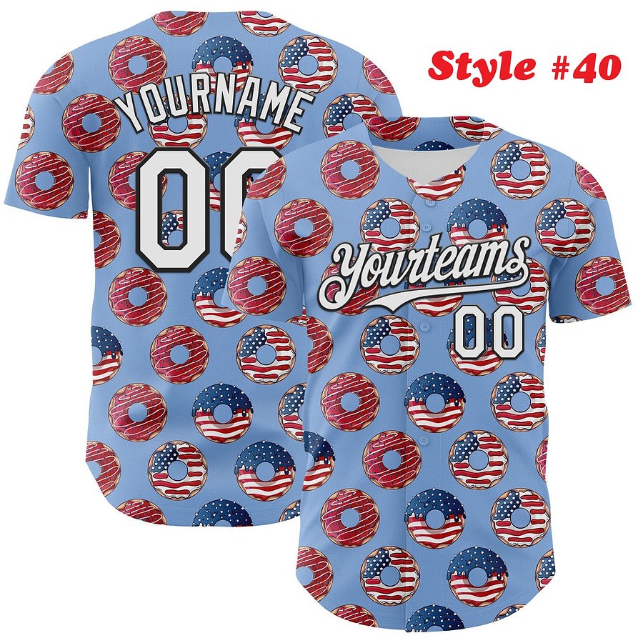 Authentic Baseball Jersey, Custom Baseball Jersey, Personalized Sport Jersey, Colorful, Number, 3D Super Cute, Gift , Romantic product image (188)