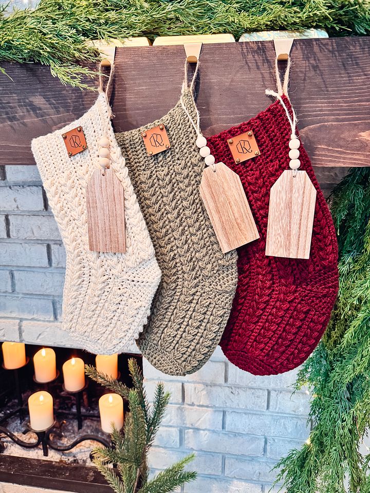Festive Snowy Wheat Crochet Stocking Pattern product image (1)