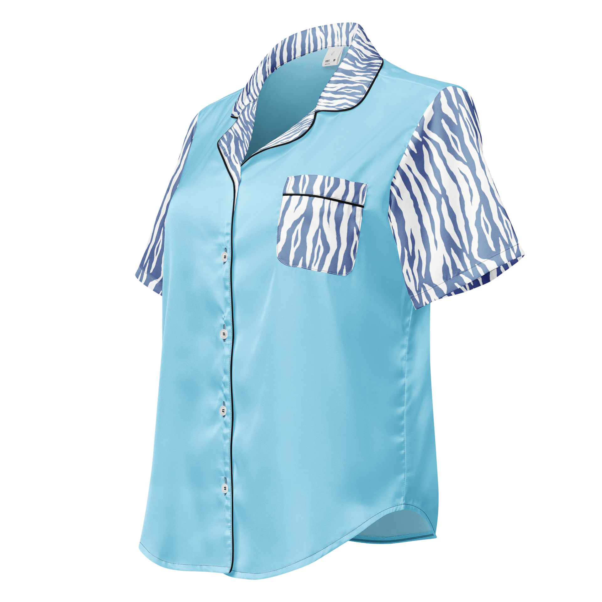 blue patterned silky pajama top for her product image (2)