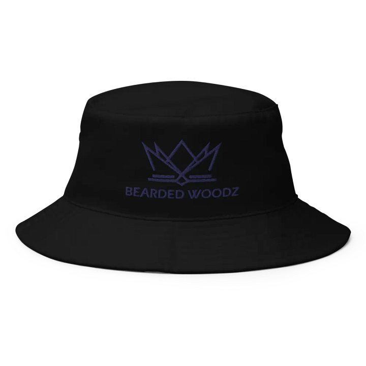 Bearded Woodz Black Bucket Hat (Navy Embroidery) product image (1)