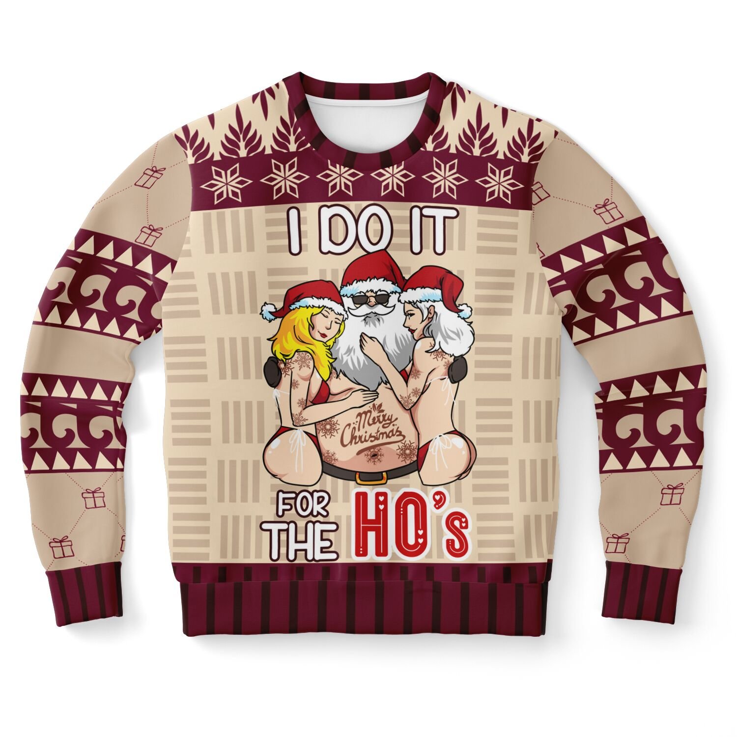 "I Do It for the Ho's" Naughty Christmas Sweatshirt | Funny Santa Graphic Holiday Sweater | Adult Humor Xmas Outfit product image (9)