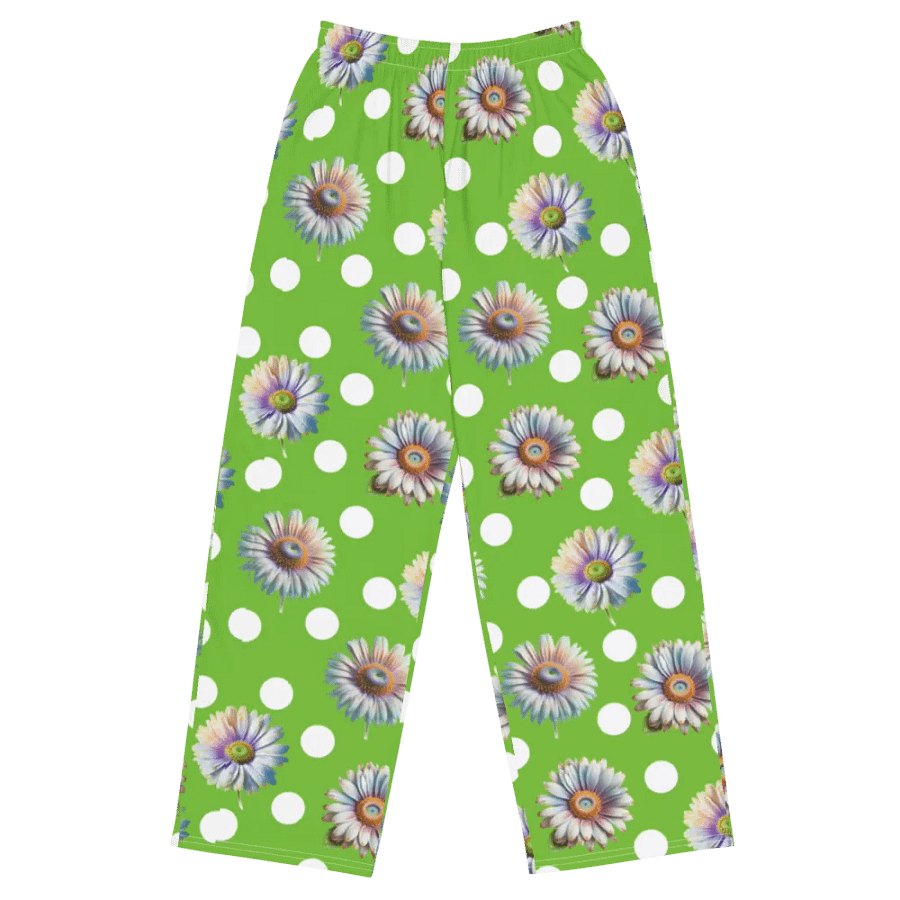 Lime Green Daisy & Dots Wide Leg Pants product image (4)