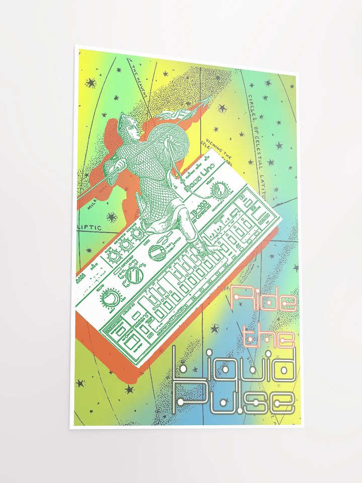 Ride the Liquid Pulse, TB303 tribute, by Frank Fonik, Techno EDM Matte Paper Poster product image (1)