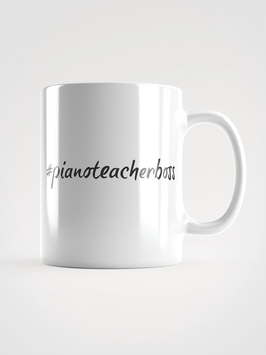 "Piano Teacher Boss" White Glossy Mug with Black Script product image (1)