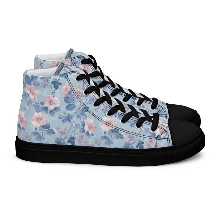 Serene Blue Blossoms High Top Canvas Sneakers product image (2)