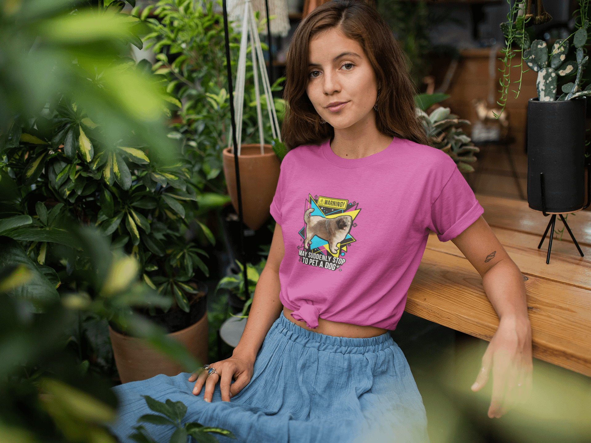 May Suddenly Stop To Pet A Dog | Retro Design Tee for Ladies product image (1)